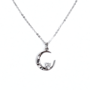 Dreamy Moonlit Heart Necklace, silver necklaces with crescent and heart design.
