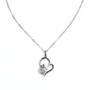 Heartfelt Embrace Pendant Necklace, silver pendant necklace with a graceful embrace-inspired design and shimmering stones.