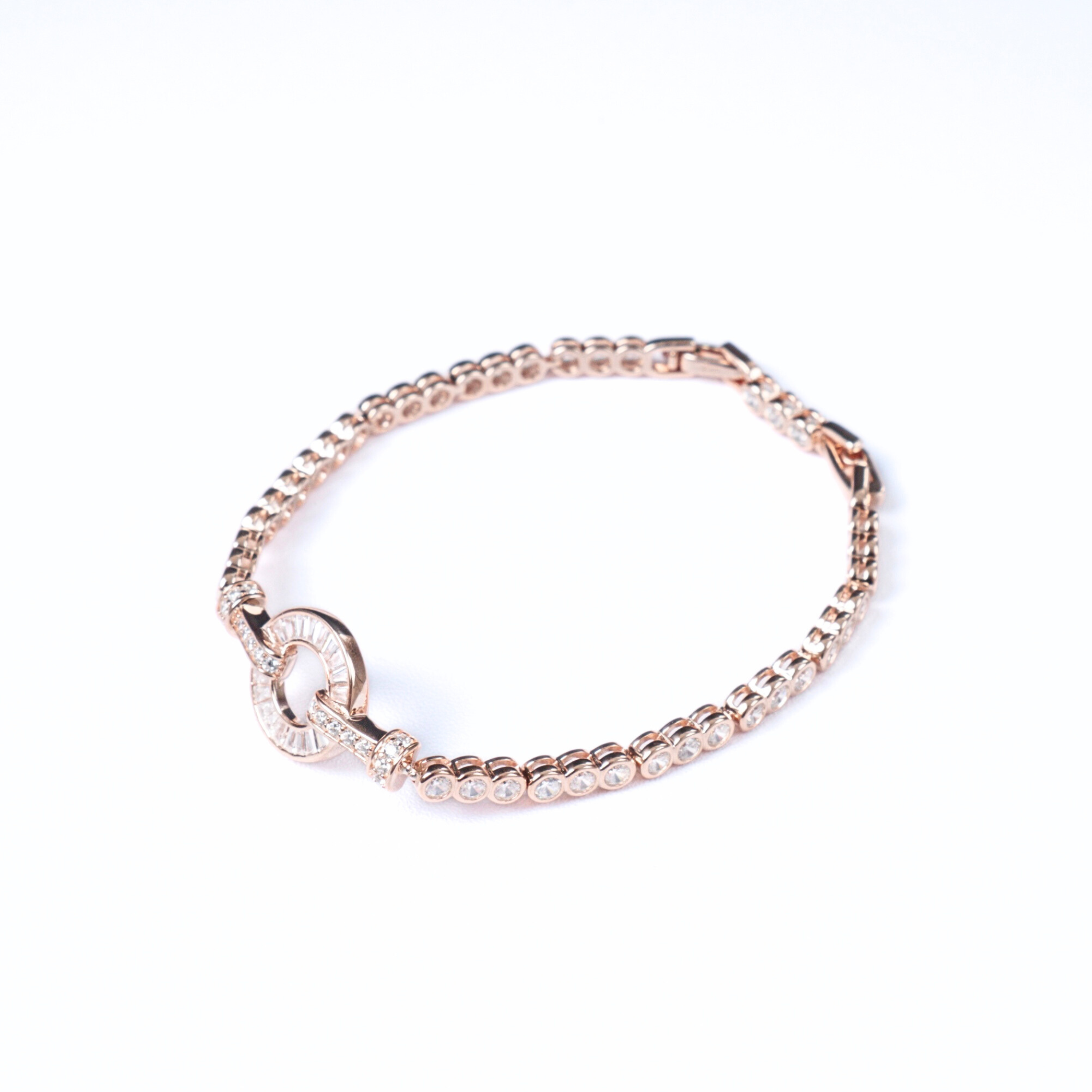 Celestial Rose Gold Bracelet with rose gold plating, designed to shimmer with soft elegance and a warm, sunset-like glow.