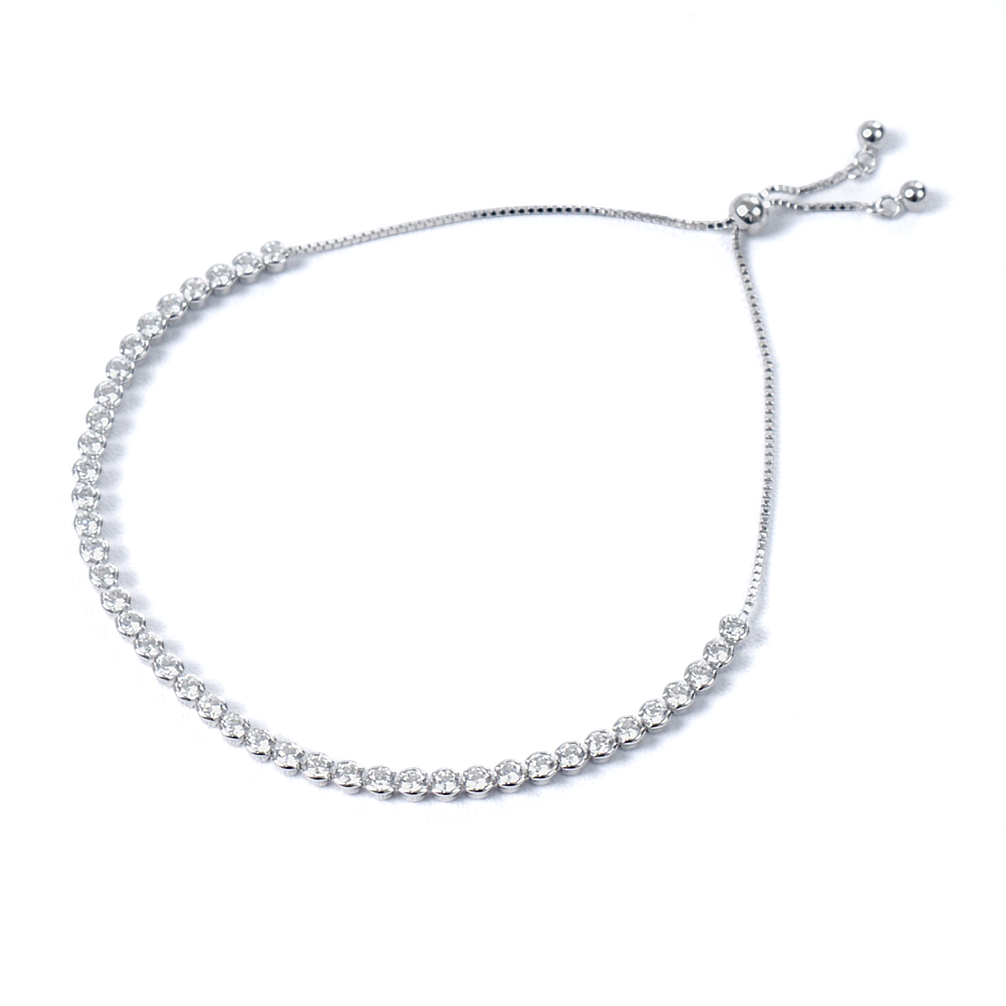 Sophisticated Sparkle Silver Bracelet with cubic zircon, 925 silver with rhodium plating
