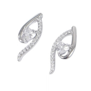 Sparkling Curves Silver Earrings with 3A Grade Stone