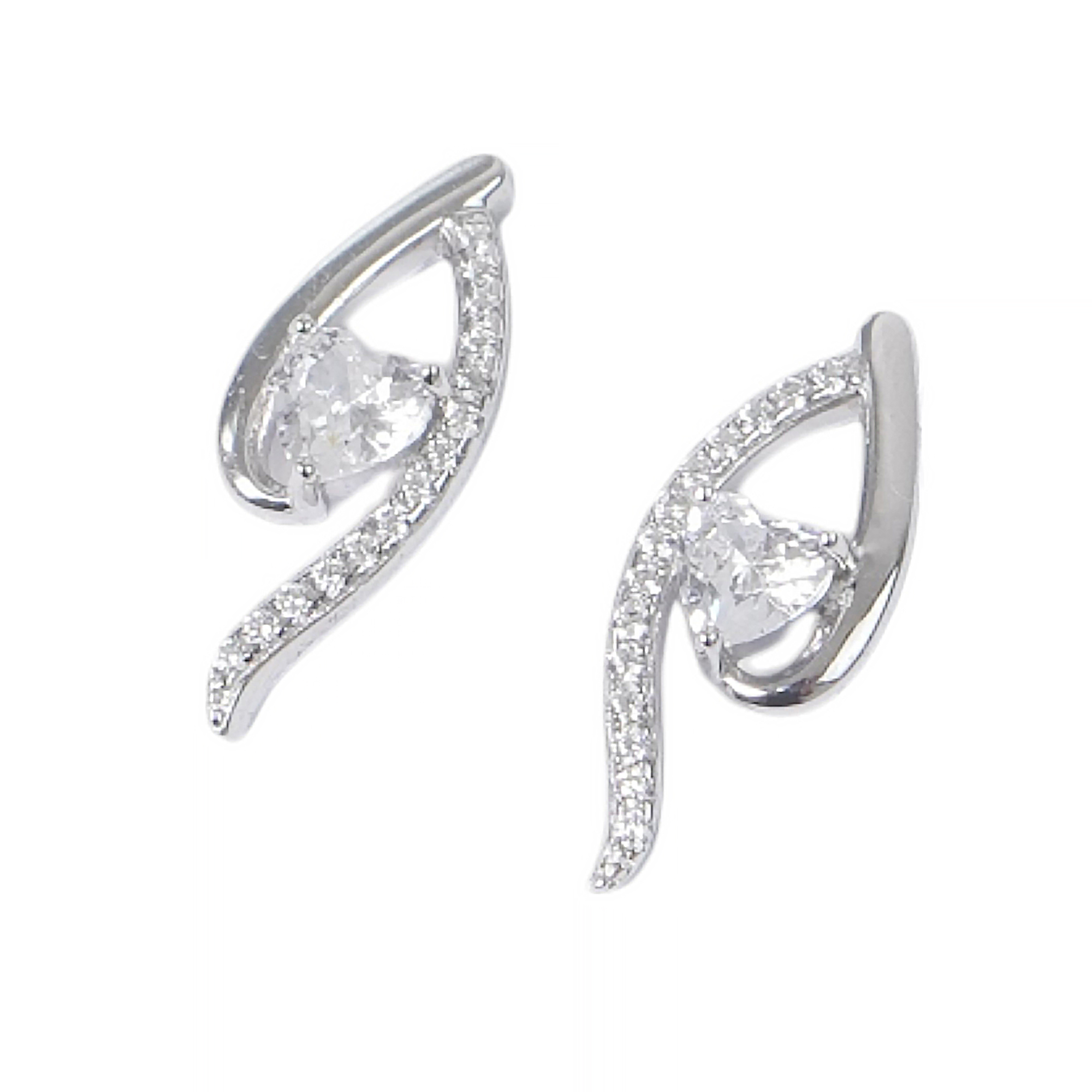 Sparkling Curves Silver Earrings with 3A Grade Stone