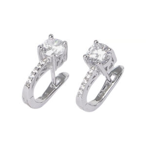 Graceful Glow Silver Earrings with cubic stones, sterling silver jewelry for timeless eleganc