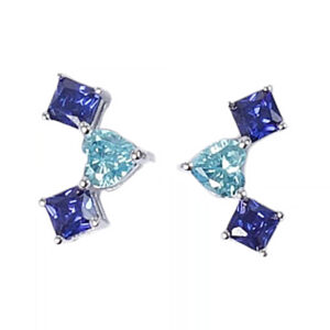 Serene Blue Topaz Earrings (SE04983A) with sterling silver and 3A grade blue topaz and sapphire, embodying serenity and elegance.