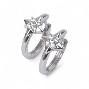 Celestial Star Silver Earrings (SE09009A) featuring intricate star design and 3A grade stones, perfect for adding elegance to any outfit.