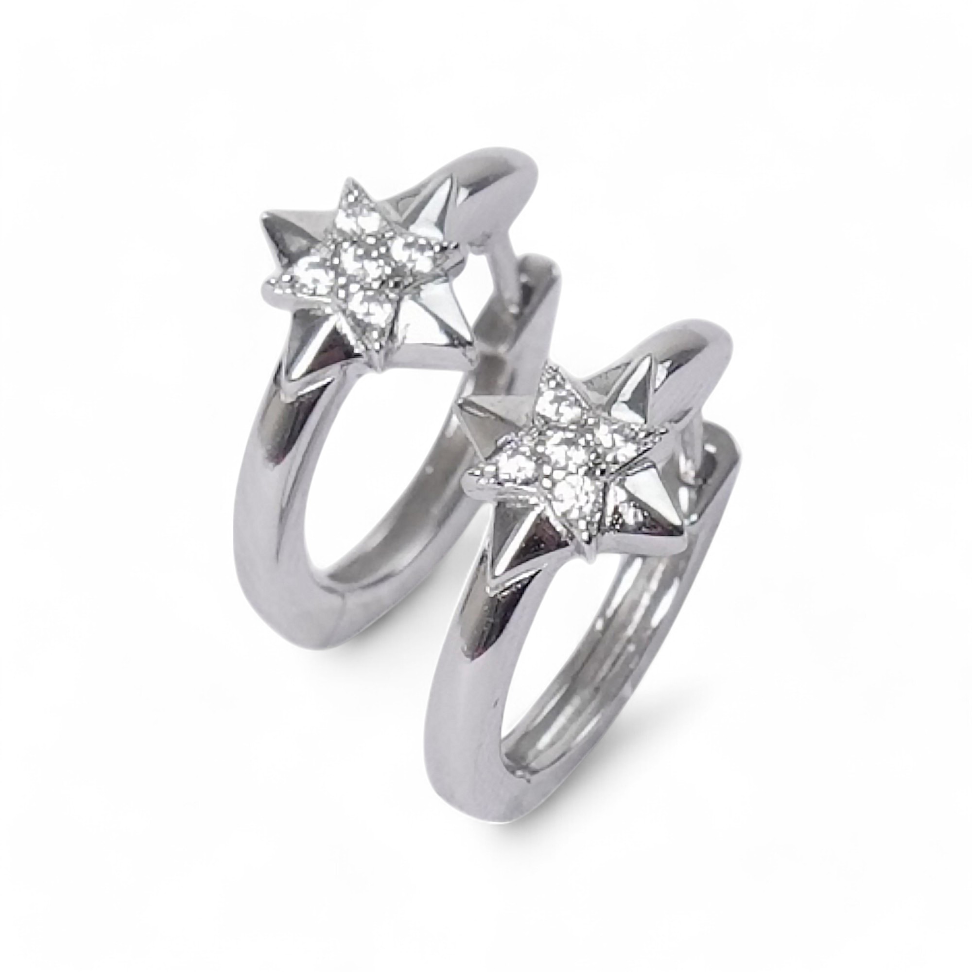 Celestial Star Silver Earrings (SE09009A) featuring intricate star design and 3A grade stones, perfect for adding elegance to any outfit.
