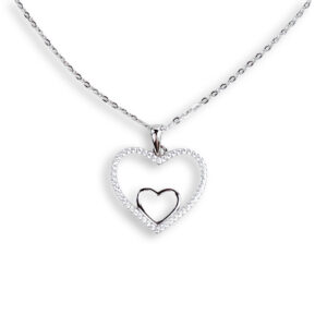 Sparkling Double Heart Necklace (SP08487A)
