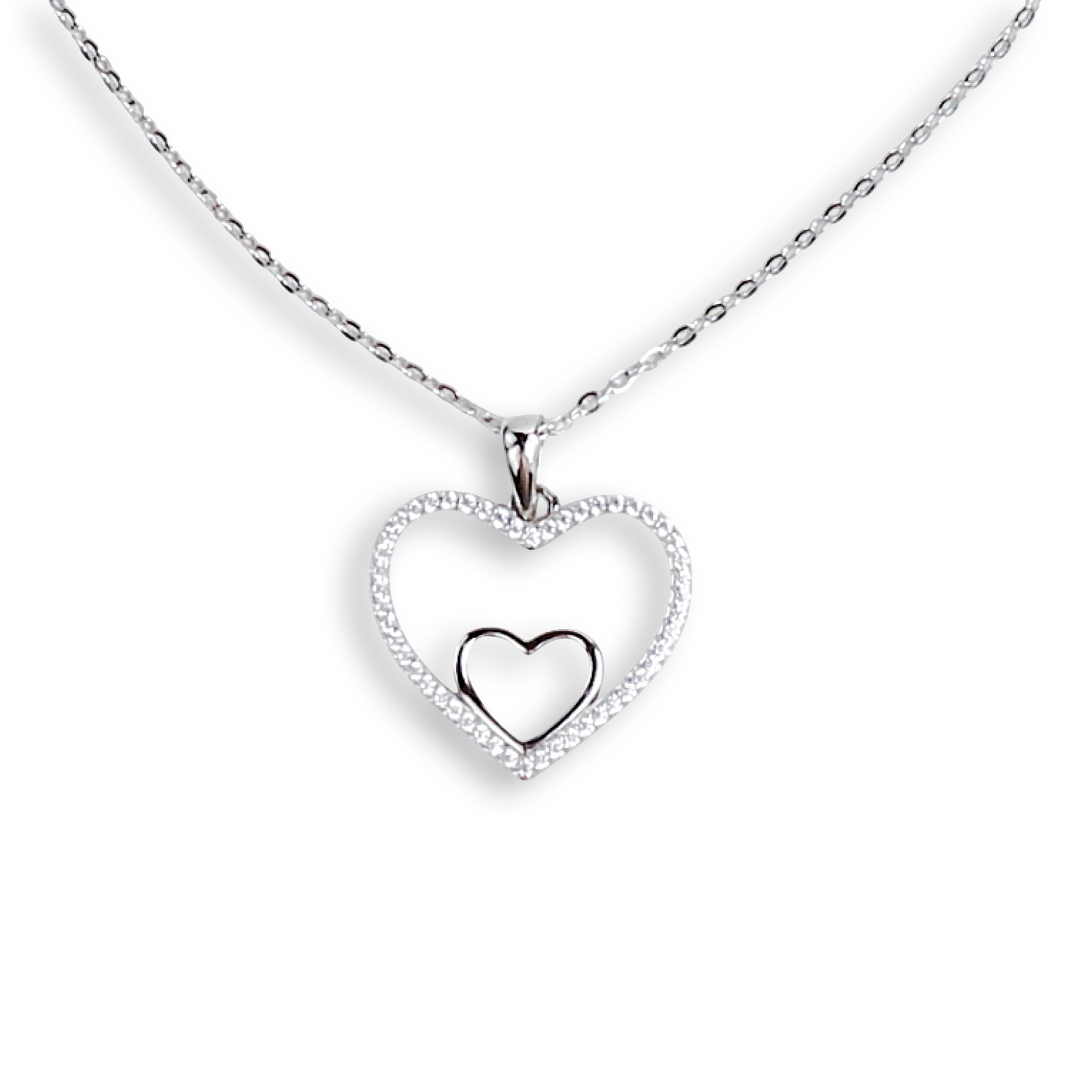 Sparkling Double Heart Necklace (SP08487A)