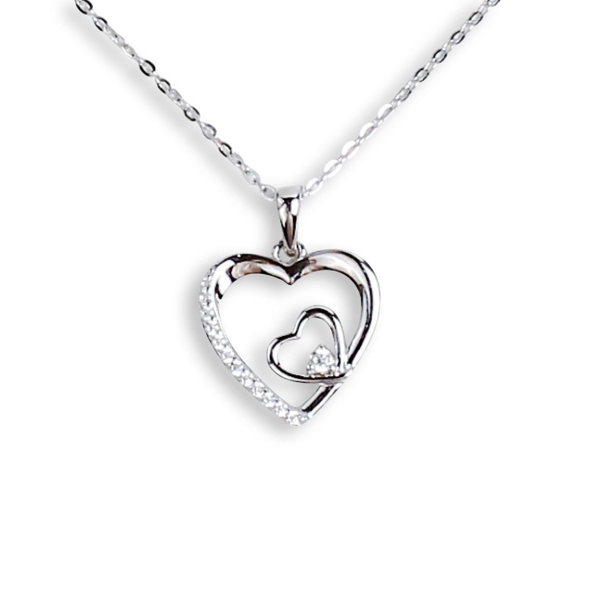 Radiant Double Heart Necklace (SP08488A)