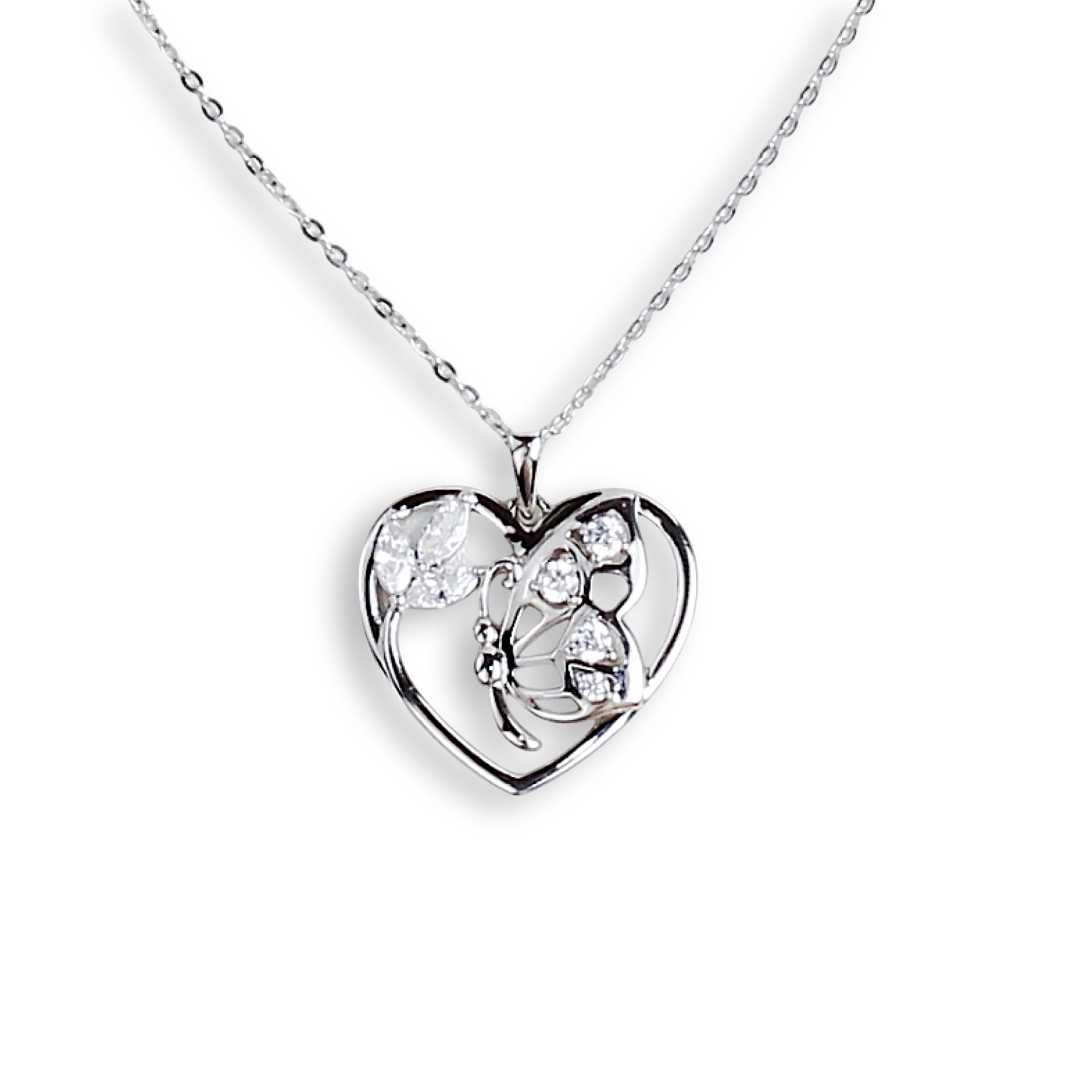 Butterfly Heart Necklace (SP08752A)