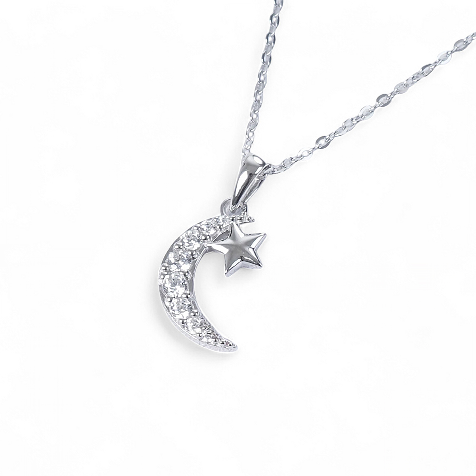 Celestial Moon and Star Necklace (SP10275A)