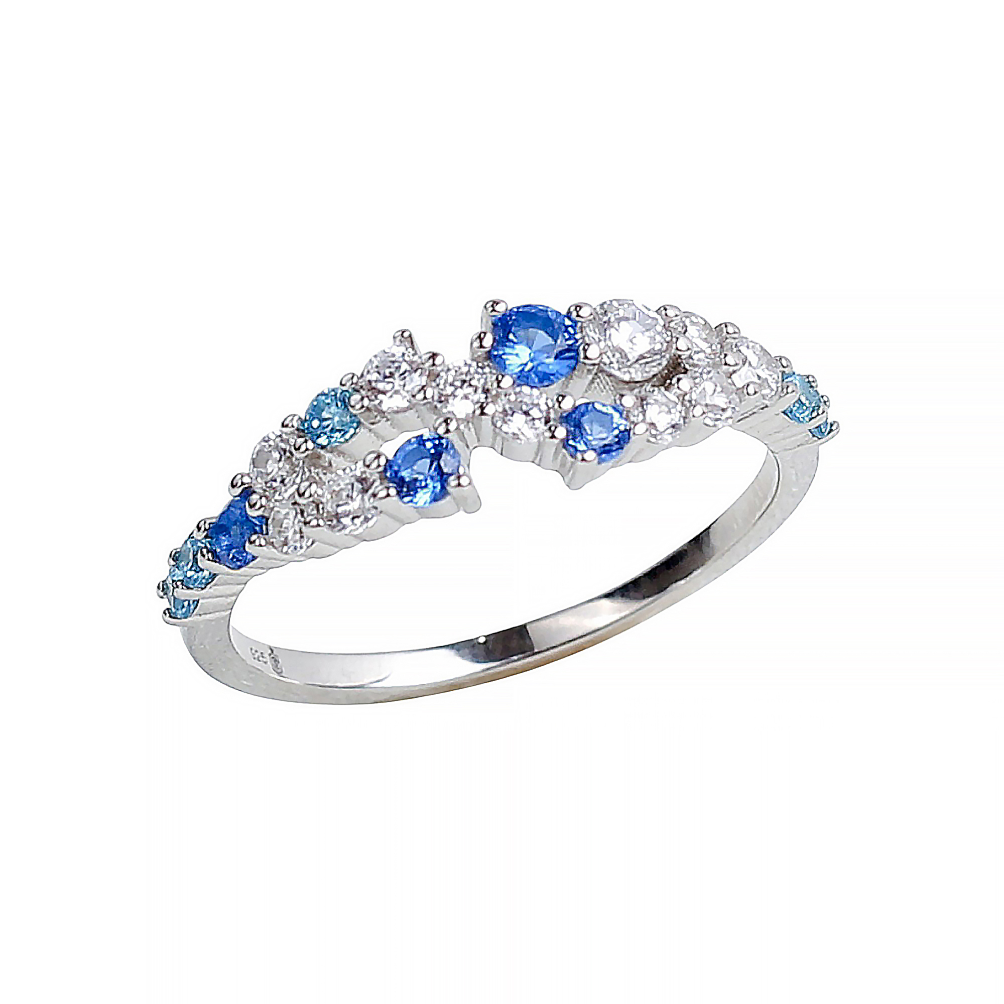 Blue Sapphire Cluster Ring (SR09992A)