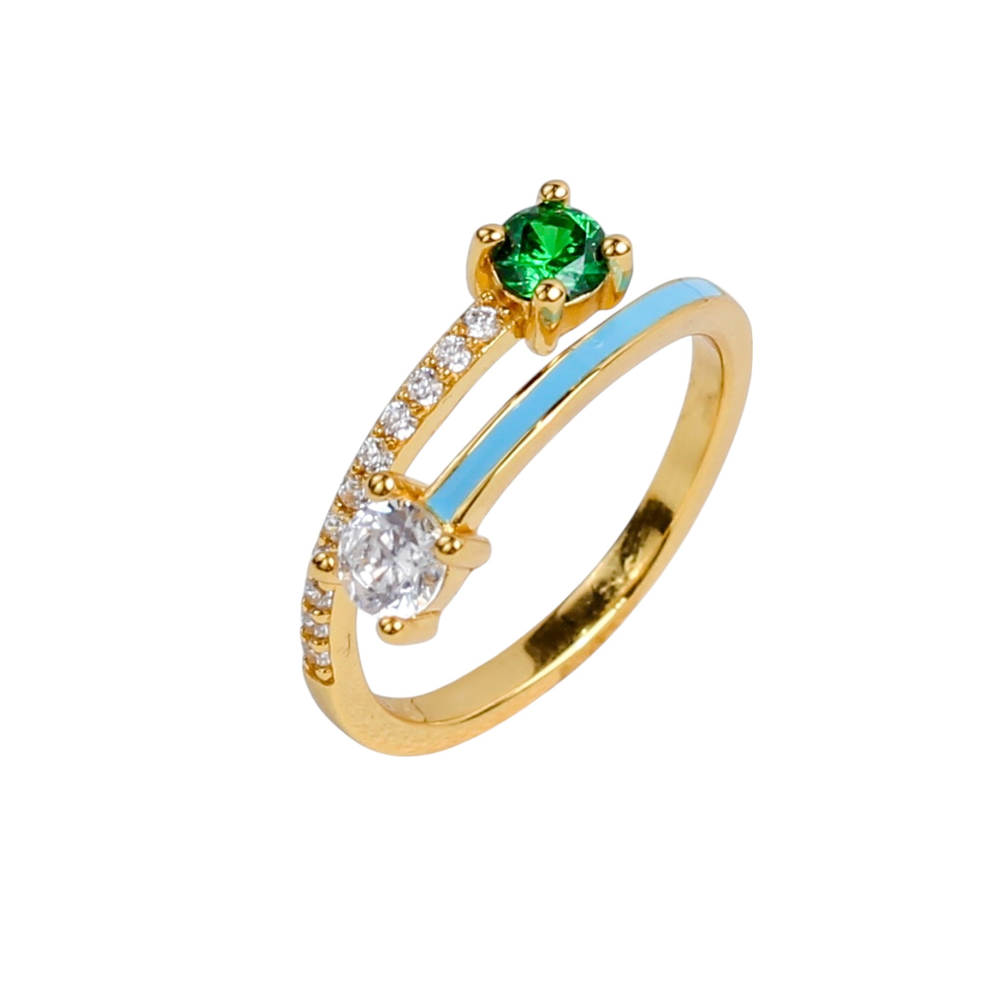 Emerald & Clear Bypass Ring (SR11404A)