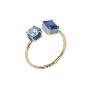 Blue Topaz Two-Stone Ring (SR11868A)