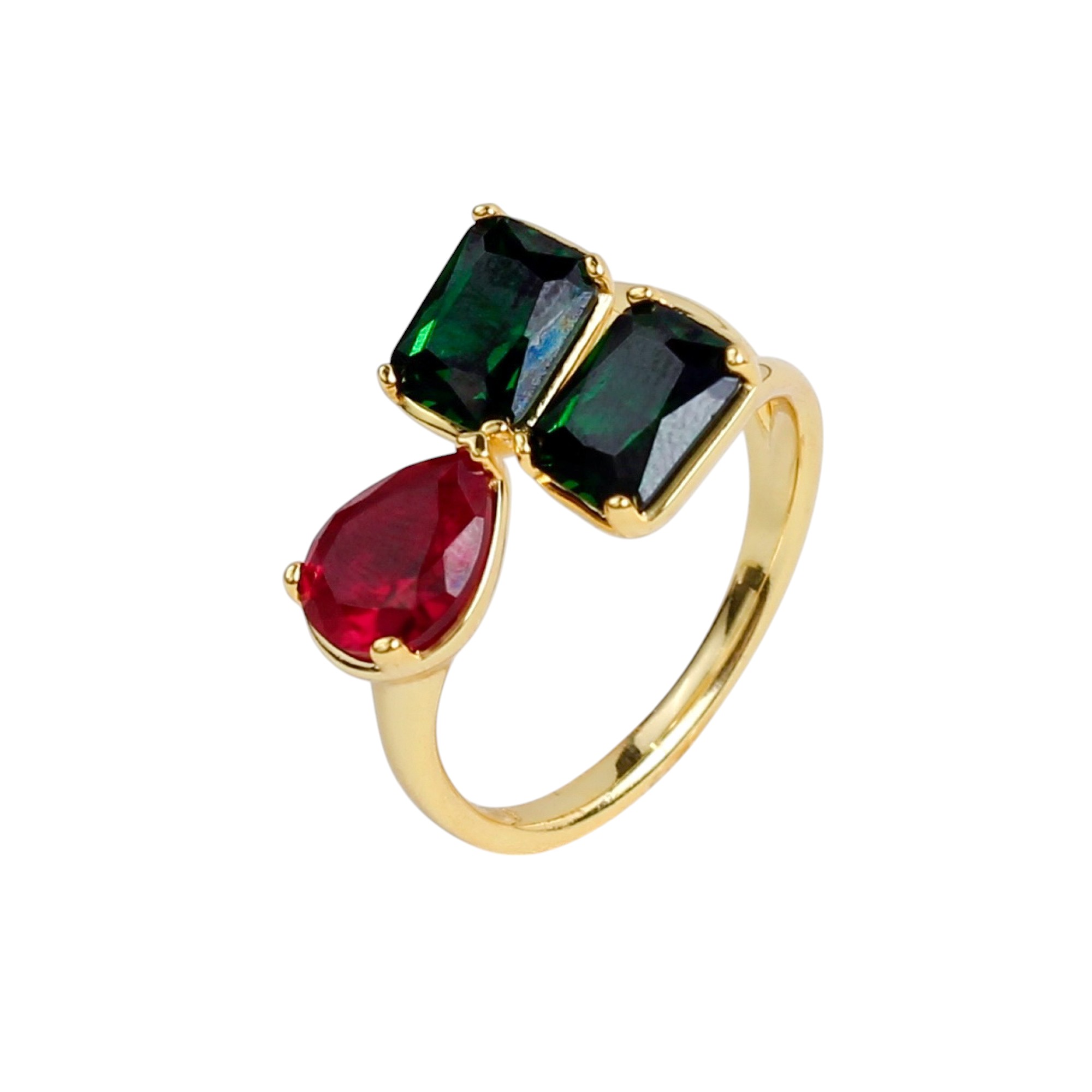 Dual Red & Emerald Gemstone Ring (SR11905A)